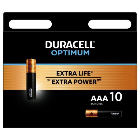 Батарейки ААА мизинчиковые Duracell Optimum (10 штук в упаковке)