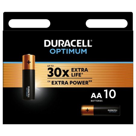 Батарейки АА пальчиковые Duracell Optimum (10 штук в упаковке)