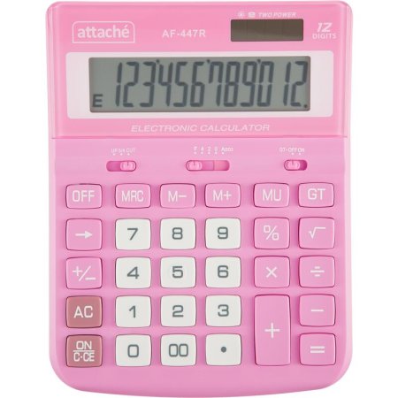 Калькулятор настольный Attache AF-447R 12-разрядный розовый/белый  198x153x42 мм