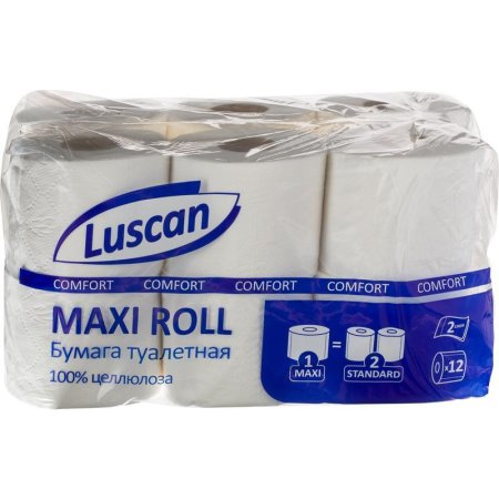 Бумага туалетная Luscan Comfort Max 2-слойная белая ( 12 рулонов в  упаковке)