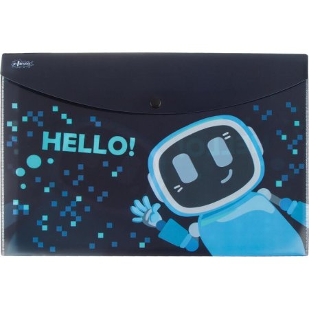 Папка-конверт на кнопке №1 School Robot Hello А4 (2 штуки в упаковке)