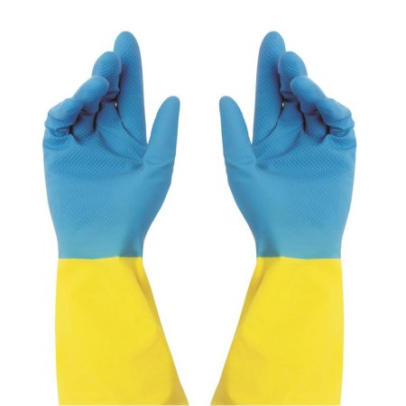 Перчатки латексные Bicolor усиленные синие/желтые (размер 9, L)