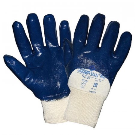 Перчатки защитные Diggerman РЧ хлопковые с нитрильным покрытием синие  (размер 11, XXL)