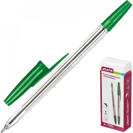 Ручка шариковая неавтоматическая Attache Economy Elementary зеленая (толщина линии 0.5 мм)