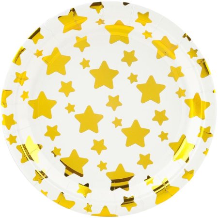 Набор тарелок Звезды Микс белый/золотистый (6 штук в упаковке)