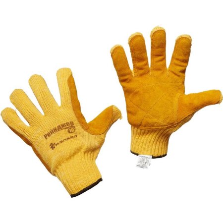 Перчатки рабочие защитные трикотажные Ампаро Рейнджер со спилковой   накладкой (универсальный размер, арт. 497906)