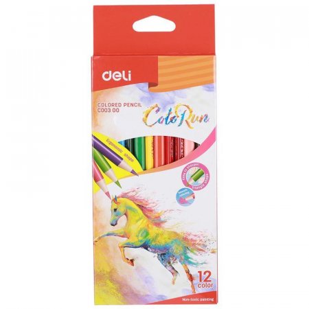 Карандаши цветные Deli ColoRun 12 цветов трехгранные