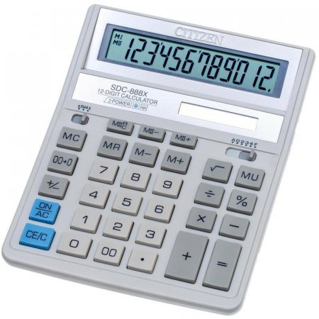 Калькулятор настольный полноразмерный Citizen SDC-888XWH 12-разрядный белый