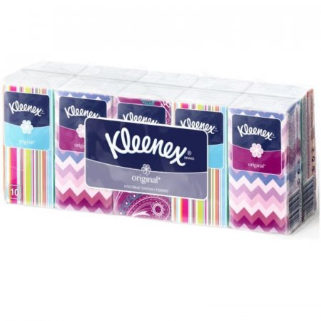Носовые платочки бумажные Kleenex Original 3-слойные (10 пачек по 10   платков)
