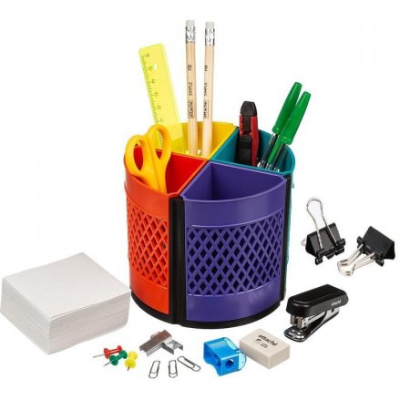 Набор настольный Attache Квартет пластиковый 16 предметов разноцветный 8 отделений вращающийся