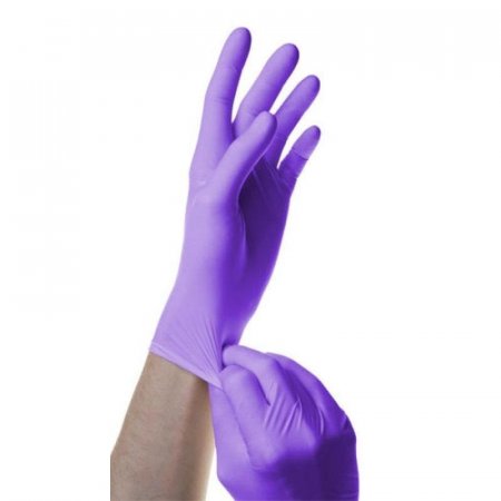 Перчатки медицинские смотровые нитриловые SFM нестерильные неопудренные фиолетовые размер L (200 штук в упаковке)