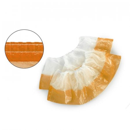 Бахилы одноразовые полиэтиленовые двухслойные текстурированные 3.5 г бело-оранжевый (50 пар в упаковке)