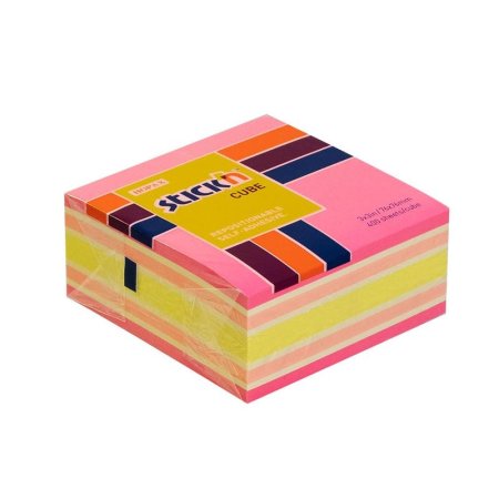Стикеры Hopax Stick'n 76х76 мм пастельные и неоновые 4 цвета (1 блок,  400 листов)