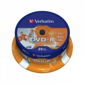 Диск DVD-R Printable Verbatim 4.7 Gb 16x (25 штук в упаковке)