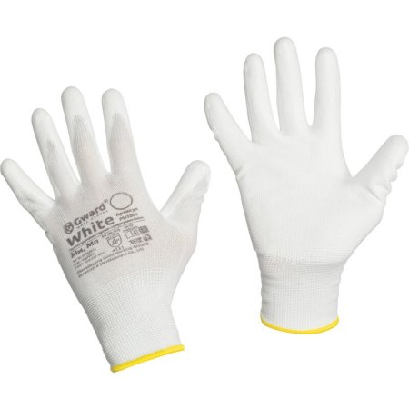 Перчатки рабочие Gward White PU1001 нейлоновые с полиуретановым   покрытием белые (4 нити, 13 класс, размер 8, M, 12 пар в упаковке)
