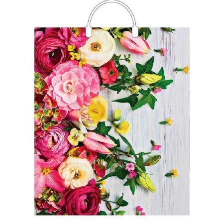 Пакет подарочный полиэтиленовый Нежные цветы (45x38x3 см)