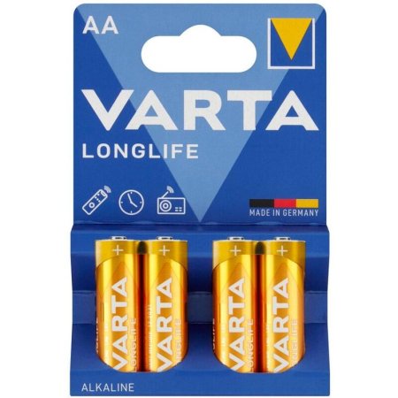 Батарейка AA пальчиковая Varta Longlife (4 штуки в упаковке, 4106101414)