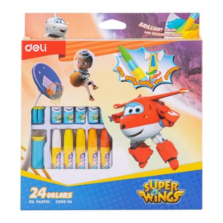 Пастель масляная Deli Super Wings шестигранная 24 цвета