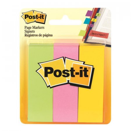 Клейкие закладки Post-it бумажные 3 цвета по 100 листов 22.2x73 мм