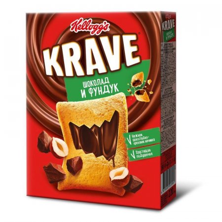 Подушечки Kellogg's Krave с шоколадно-ореховой начинкой 220 г