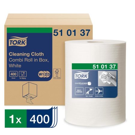 Нетканый протирочный материал Tork 510137 W1/W2/W3 белый (152 метра в рулоне)