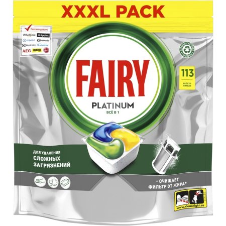 Капсулы для посудомоечных машин Fairy Platinum All in One (113 штук в  упаковке)