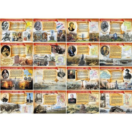 Набор плакатов Великие военные победы А3 мелованный картон 295 г/кв.м  (16 плакатов в наборе)
