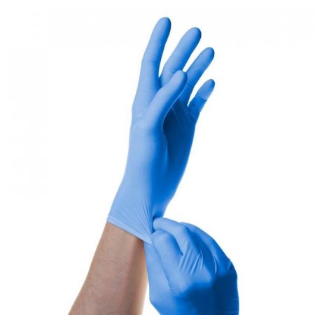 Перчатки медицинские смотровые нитриловые SFM нестерильные неопудренные голубые размер XL (200 штук в упаковке)