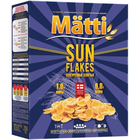 Хлопья Matti Sun Flakes кукурузные 250 г