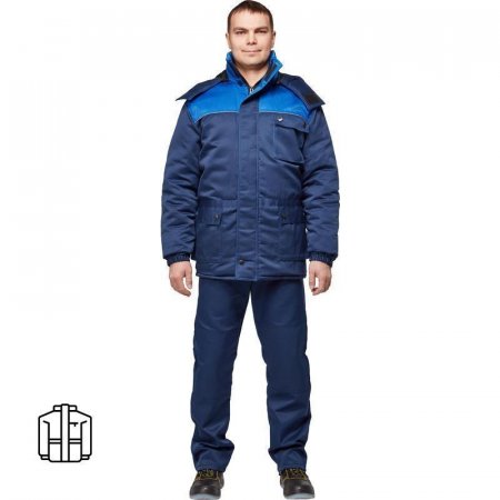 Куртка рабочая зимняя мужская з08-КУ с СОП синяя/васильковая (размер  60-62, рост 182-188)