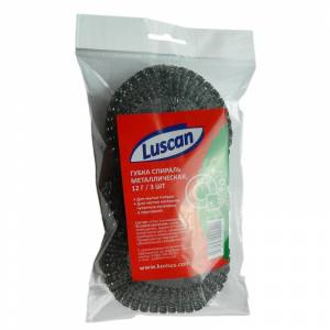 Губка для мытья посуды Luscan металлическая 100х100х15 мм 12 г (3 штуки в упаковке)