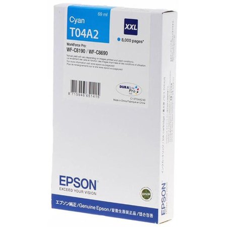 Картридж струйный Epson T04A C13T04A240 голубой оригинальный повышенной  емкости