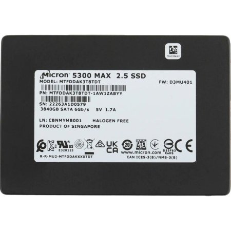 SSD накопитель Micron 5300 Max 3.84 ТБ (MTFDDAK3T8TDT-1AW1ZABYY)