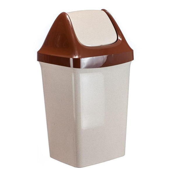 Ведро для мусора с крышкой-вертушкой Свинг 25 л пластик  бежевое/коричневое (32x28x58.2 см)