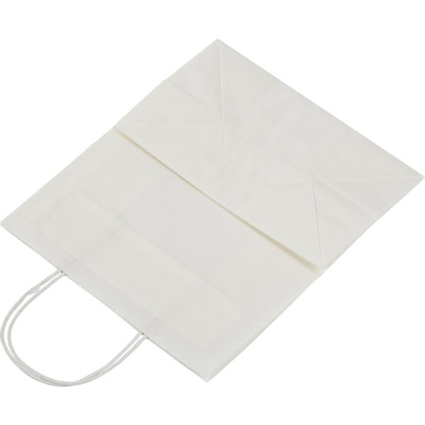 Крафт пакет бумажный белый с кручеными ручками 24х28x14 см (250 штук в  упаковке)