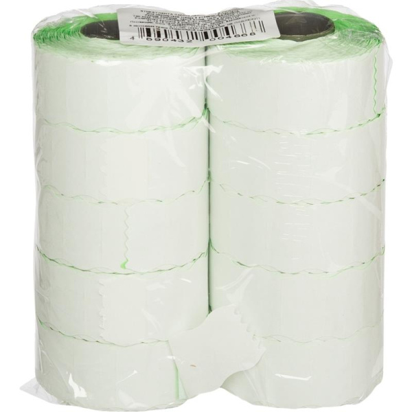 Этикет-лента волна зеленая 26х16 мм (10 рулонов по 1000 этикеток)