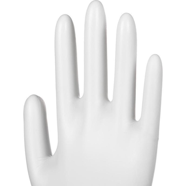 Перчатки одноразовые Klever виниловые неопудренные белые (размер M, 100 штук/50 пар в упаковке)