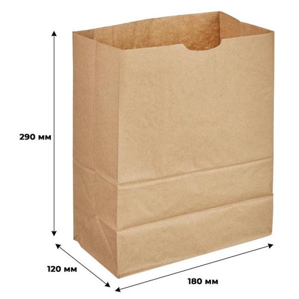 Крафт пакет бумажный коричневый 18х29x12 см (1000 штук в упаковке)