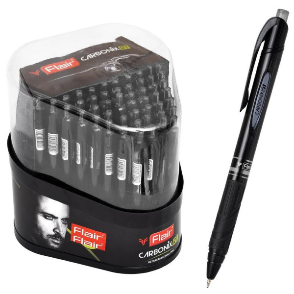 Ручка шариковая автоматическая Flair Carbonix RT черная (толщина линии  0.7 мм)