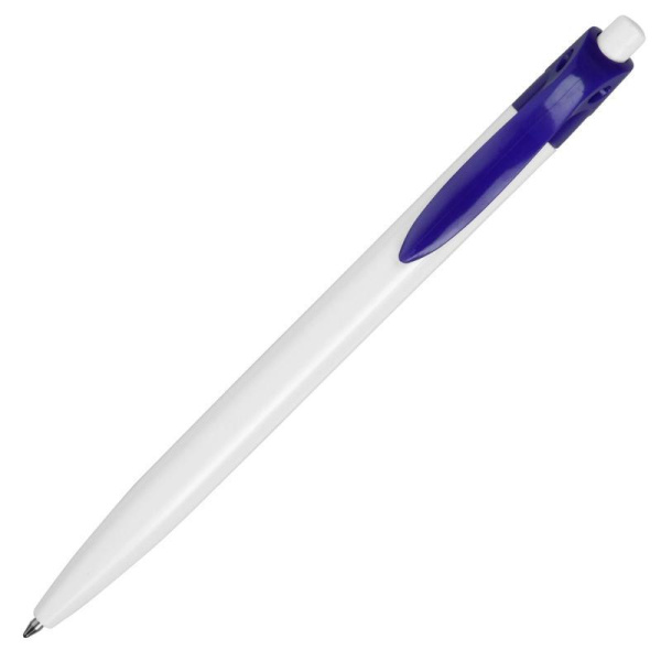 Ручка шариковая одноразовая автоматическая Какаду синяя (белый/синий корпус, толщина линии 0.5 мм)