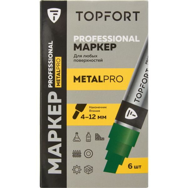 Маркер промышленный TOPFORT MetalPro для универсальной маркировки  зеленый (4-12 мм)