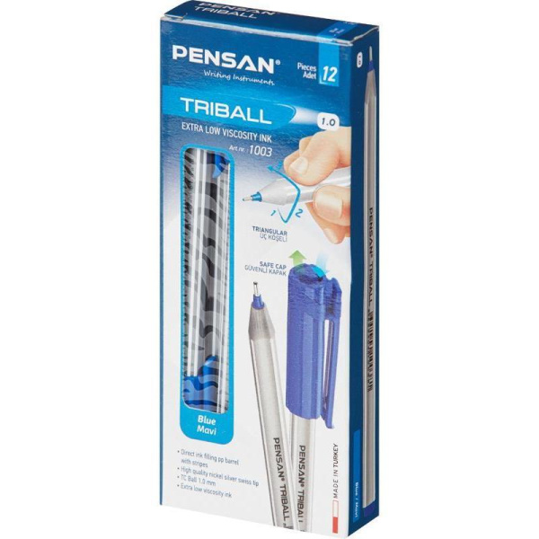 Ручка шариковая Pensan Triball синяя (толщина линии 1 мм)