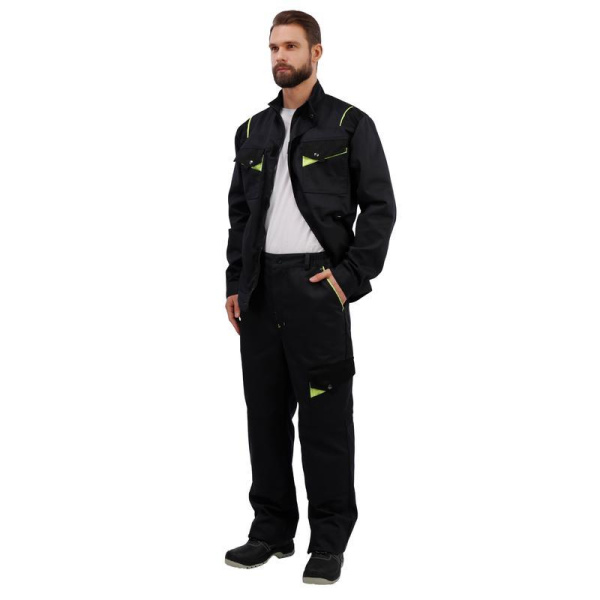 Куртка рабочая летняя мужская л27-КУ темно-серая/черная (размер 44-46, рост 182-188)