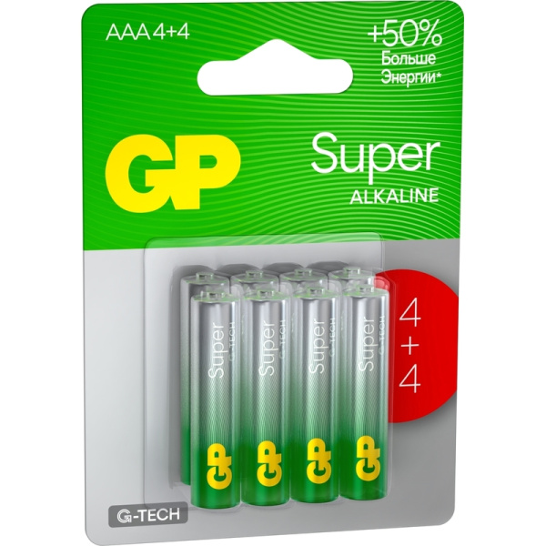 Батарейка AAA мизинчиковая GP Super (8 штук в упаковке)