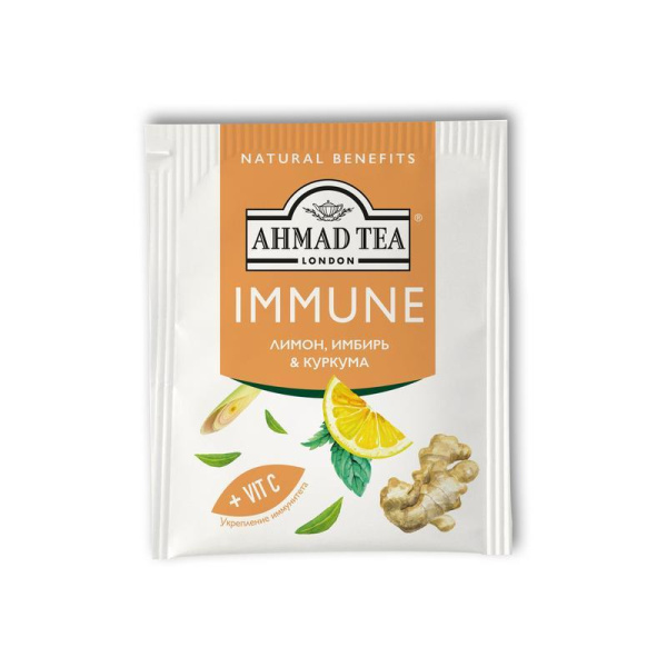 Чай Ahmad Tea Immune травяной лимон/имбирь/куркума 20 пакетиков