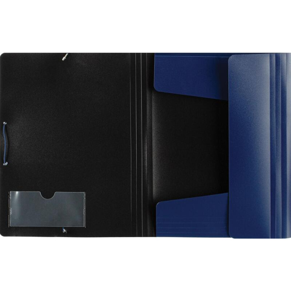 Папка на резинках Комус А4 35 мм пластиковая до 300 листов синяя (толщина обложки 0.45 мм)