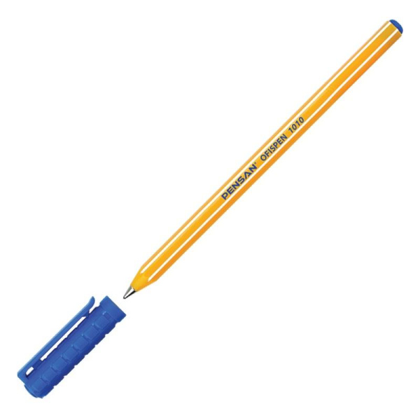 Ручка шариковая неавтоматическая одноразовая Pensan Offis Pen 1010 синяя  (толщина линии 0.7 мм)