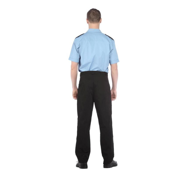 Рубашка для охранника с короткими рукавами голубая/темно-синяя (размер  48-50, рост  182-188)
