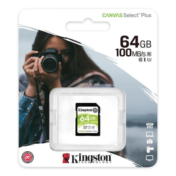 Карта памяти 64 Гб Kingston Canvas Select Plus UHS-I U1 V10 (SDS2/64Gb)