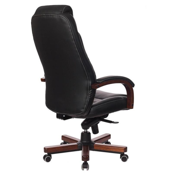 Кресло для руководителя Бюрократ T9923 черное (натуральная кожа с  компаньоном, металл)
